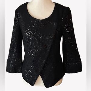 New Wool Blend Banana Republic Black Sequin Blazer Jacket 2 XS NWT Bling